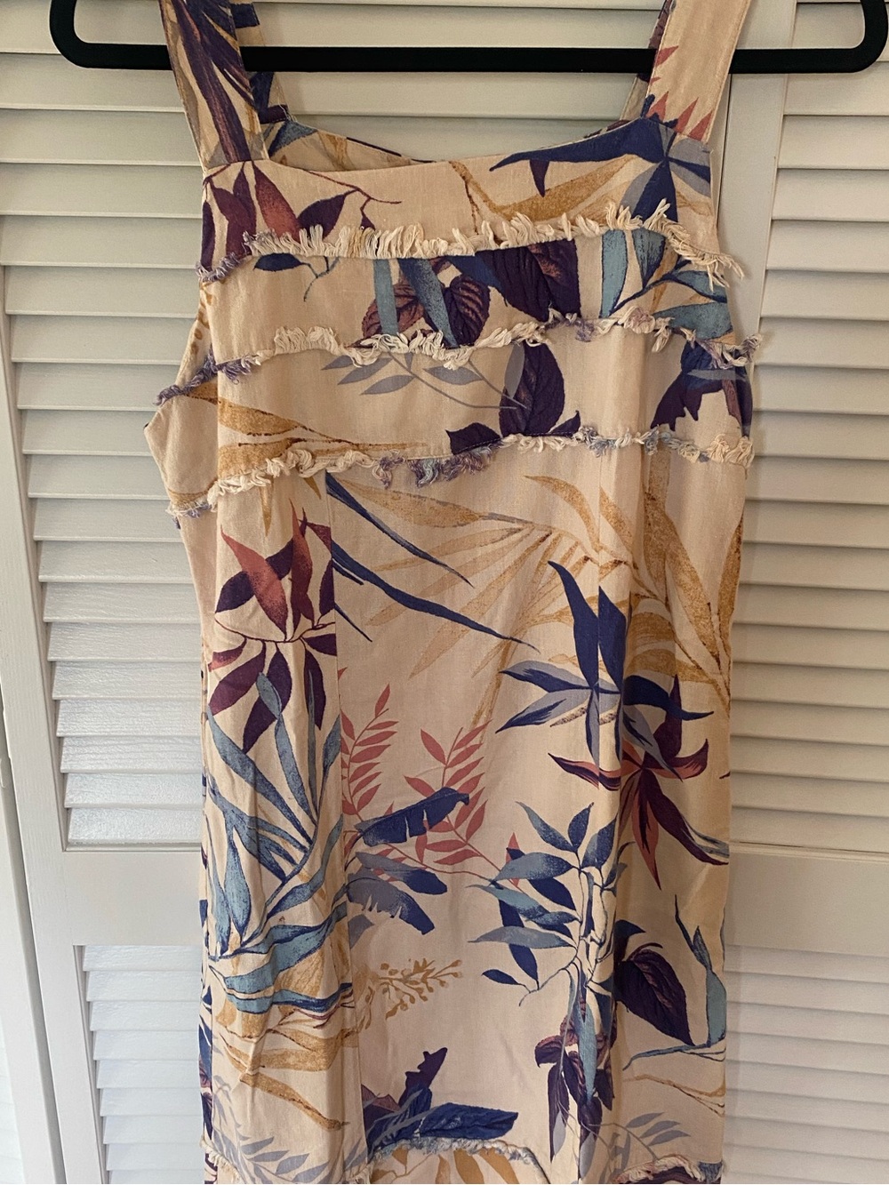 Fate Tropical Print  Dress - Cream, Blue, purple & pink